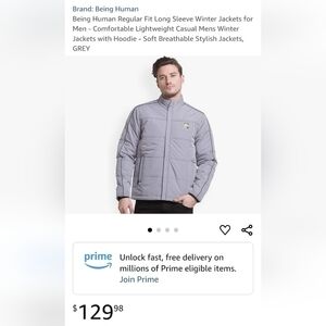 NWT Being Human Men's Gray Puffer Jacket, Size 2XL, Small Fit, Check Size Chart